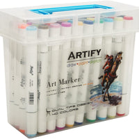Set de lapiceras de 40 colores duales con portafolios de plástico de Artify Premium Art Maker - Arteztik