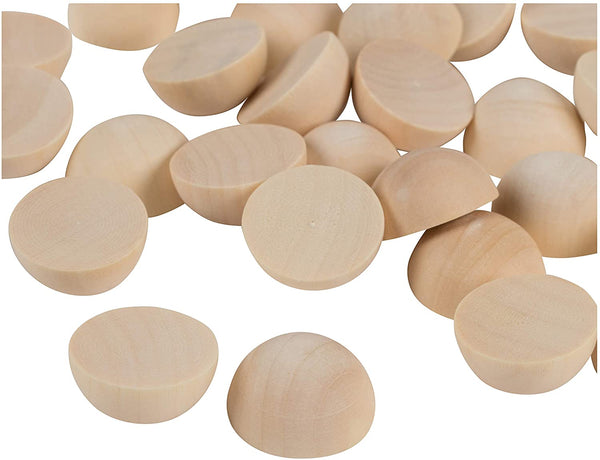 Bolas de madera divididas – Paquete de 100 bolas de media madera sin terminar, mini hemisferio, medias bolas para proyectos de bricolaje, artes infantiles y suministros de manualidades, 1 pulgada de diámetro - Arteztik