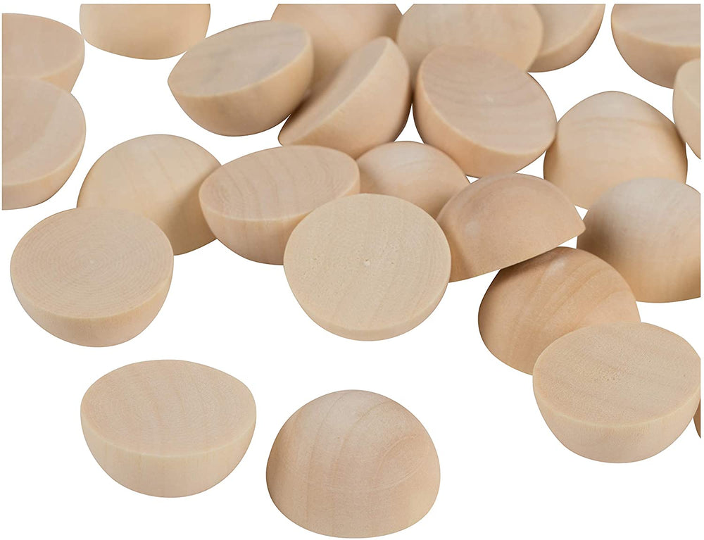 Bolas de madera divididas – Paquete de 100 bolas de media madera sin terminar, mini hemisferio, medias bolas para proyectos de bricolaje, artes infantiles y suministros de manualidades, 1 pulgada de diámetro - Arteztik