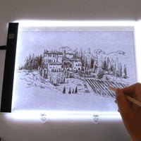 A4 Ultra-Thin Portable LED Light Box Trace Adjustable Light Pad USB Powered with Felt Bag and Clips for Artists Drawing 5D DIY Diamond Painting Craft Weeding Sketching and Animation Design - Arteztik
