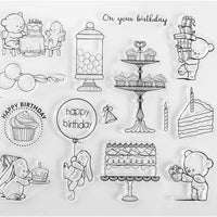 MaGuo Sellos de feliz cumpleaños para hacer tarjetas, cupcakes, oso transparente, sellos DIY Scrapbooking - Arteztik