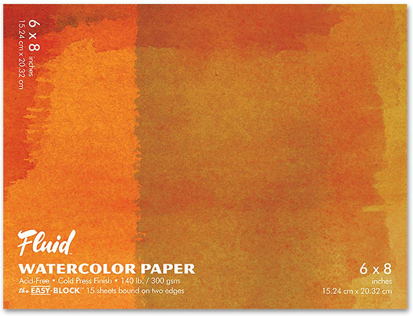 Fluid Watercolor Paper 880068 140LB - Papel de acuarela (6 x 8 bloques, 15 hojas) - Arteztik
