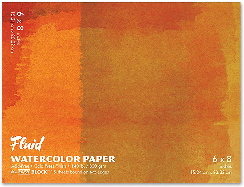 Fluid Watercolor Paper 880068 140LB - Papel de acuarela (6 x 8 bloques, 15 hojas) - Arteztik