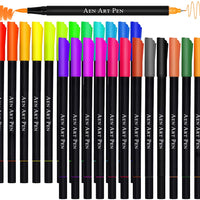 Dual Tip Calligraphy Brush Marker Pens, 24 Brush and Fine Tip Art Marker for Journal, Hand Lettering, Coloring Book, Planner - Arteztik