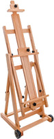 U.S. Art Supply Master caballete de madera multifunción, para estudio, artista, con marco en H ajustable, se inclina plano, mástil se ajusta a 97 pulgadas de alto, soporte de lona de pintura de madera de haya resistente con ruedas - Arteztik
