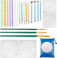 25PCS Mandala Dotting Tools Set Art Painting Pen Dotting Tools with Mandala Stencil, Dotting Pens, Paint Tray, Brush Modeling Tools Waterproof Storage Bag for Painting Rocks Drawing - Arteztik
