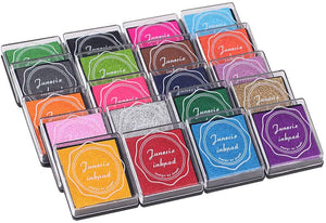 Almohadilla de tinta para huellas dactilares para niños, almohadillas de tinta de arcoíris para manualidades, sellos de goma para pareja, color de bricolaje, regalo para niños y niñas (paquete de 20) (B) - Arteztik