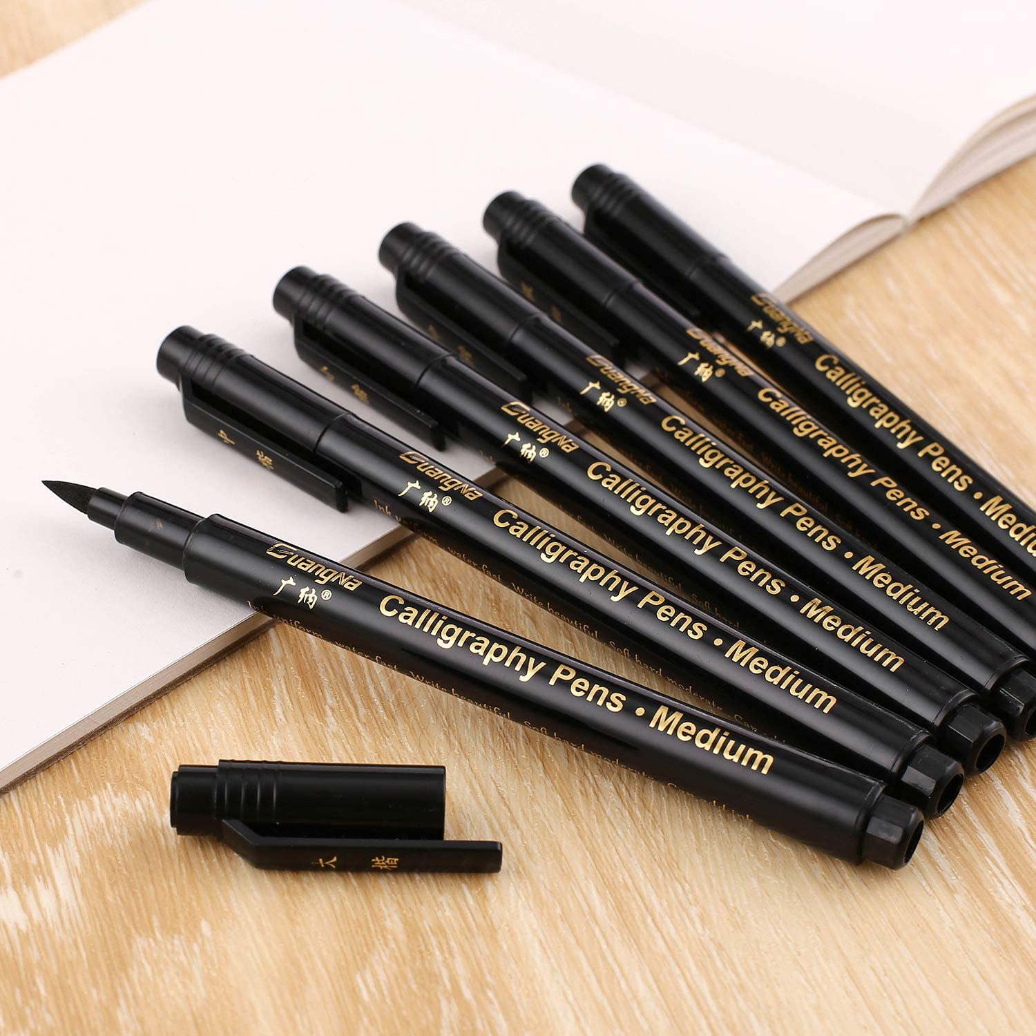 dainayw Rotulador de caligrafía, bolígrafos de letras a mano, 8 tamaños de  marcadores negros para bocetos de artista, técnica, escritura, dibujo