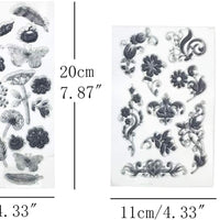 hyamass Pack de 6 hojas mezcla Estilo Flores Y Mariposas Claro Sello de hule para hacer tarjetas decoración y scrapbooking - Arteztik