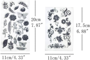 hyamass Pack de 6 hojas mezcla Estilo Flores Y Mariposas Claro Sello de hule para hacer tarjetas decoración y scrapbooking - Arteztik