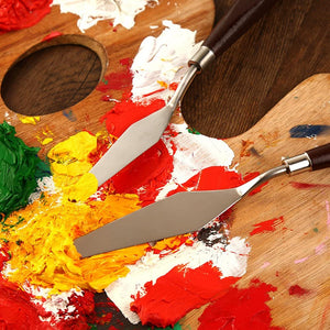 5 piezas pintura mezclar raspador, Marrywindix espátula de acero inoxidable cuchillo de paleta pintura al óleo accesorios mezcla de color - Arteztik