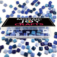 Mosaico Azulejos mezclados 6 colores azul cuadrado mosaico piezas de vidrio manchado suministros para bricolaje manualidades decoración del hogar tamaño 0.472 in por Mosaic Joy (11 oz, azul mezclado) - Arteztik