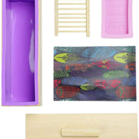 Joyeee - Molde de jabón de madera ajustable y multifunción, hecho a mano, molde de jabón de silicona hecho a mano con caja de madera, suministros para hacer jabón, kit de moldes de jabón de silicona - Arteztik