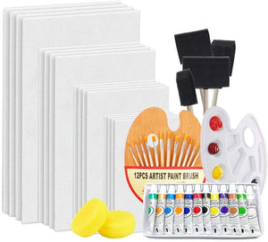 48-Piece Complete Acrylic Artist Painting Set, Canvas Panels Painting Supplies Kit with Acrylic Paints Paint Palette, Paintbrushes, Painting Canvases and More Great for Adults, Kids and Beginner - Arteztik