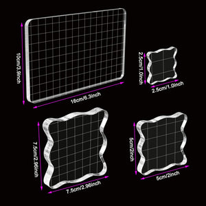 WeiMeet - 4 bloques de sellos acrílicos transparentes con líneas de cuadrícula para álbumes de recortes, manualidades - Arteztik