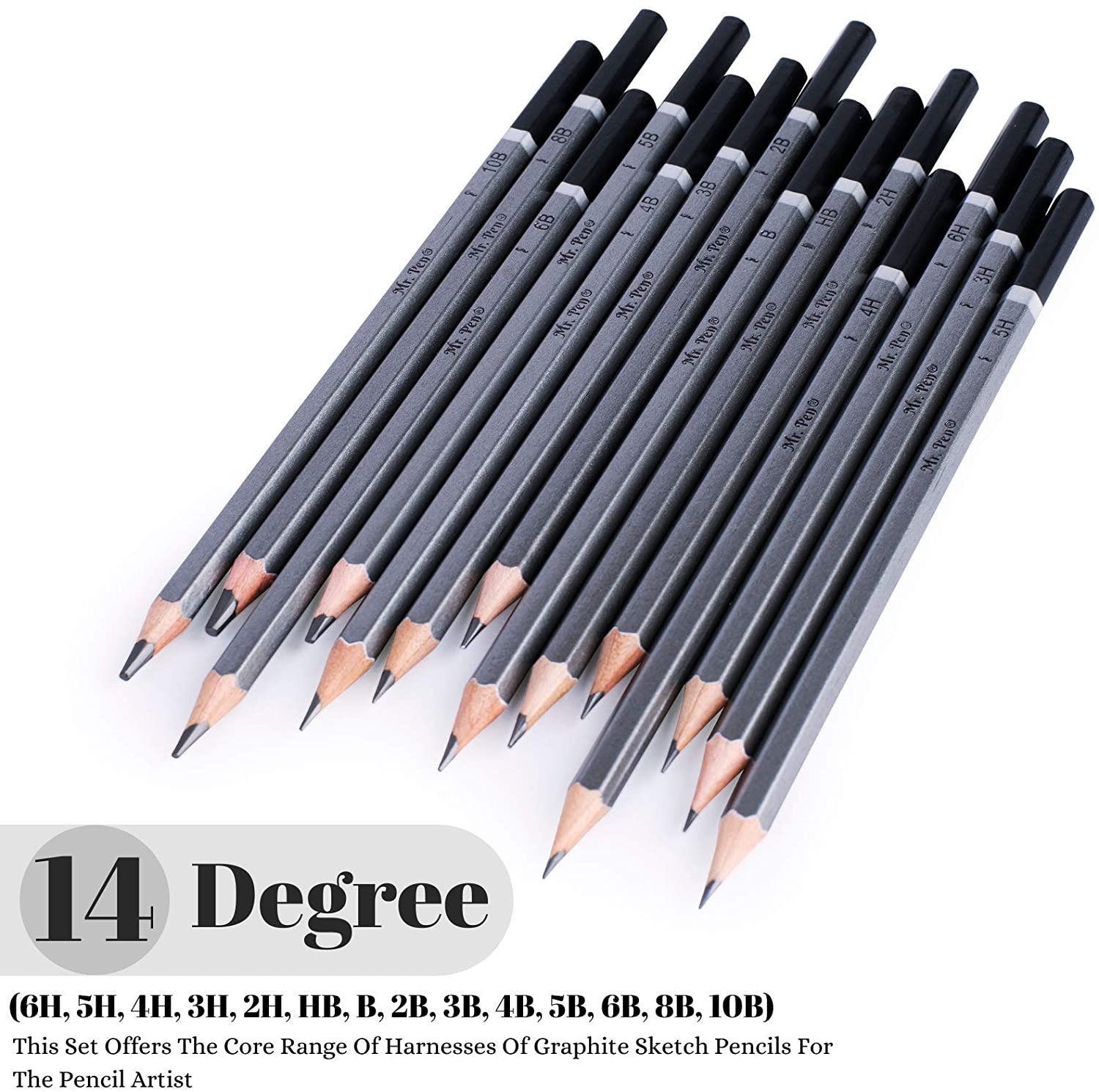 Mr. Pen - lápices de dibujo para dibujo, 14 unidades, lápices de dibuj