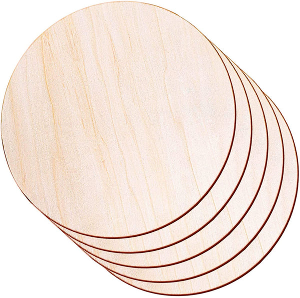 Audab - Disco redondo de madera para manualidades, 5 unidades de círculos de madera de 14.0 in sin terminar de madera para manualidades, colgador de puerta, diseño de madera, para quemar leña - Arteztik
