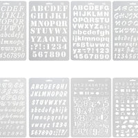 NABLUE - Juego de 8 plantillas de plástico con letras del alfabeto, para dibujar, dibujar, dibujar, dibujar, escala, para planificador de diarios, álbumes de recortes, proyectos de manualidades de pintura - Arteztik