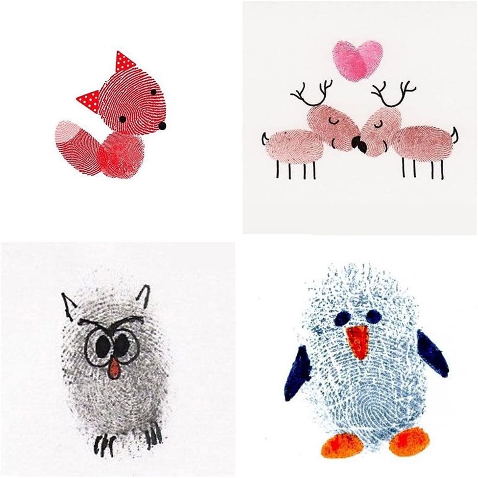 9 piezas de pintura de dedos para niños imprime almohadilla de tinta]  estampado de tela de papel par Baoblaze Sello de almohadilla de tinta para  pintar con los dedos