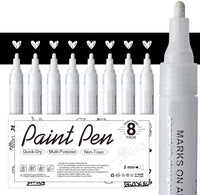 Bolígrafos de pintura acrílica negra – Paquete de 8 rotuladores de pintura negra, bolígrafos de pintura acrílica para pintura de roca, madera, metal, metal, cerámica, graffiti, papel, dibujo, calabazas de plástico, juegos de pintura acrílica a base de agu - Arteztik

