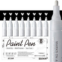 Bolígrafos de pintura acrílica negra – Paquete de 8 rotuladores de pintura negra, bolígrafos de pintura acrílica para pintura de roca, madera, metal, metal, cerámica, graffiti, papel, dibujo, calabazas de plástico, juegos de pintura acrílica a base de agu - Arteztik