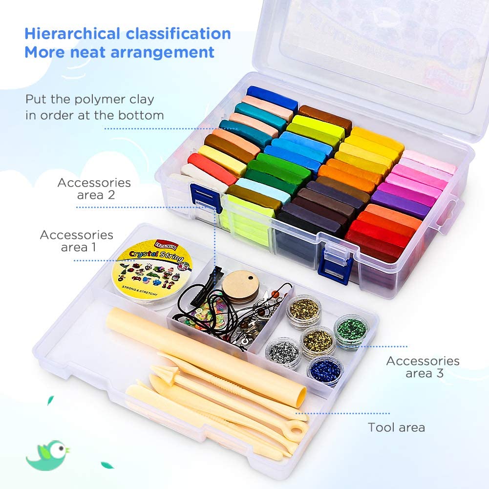 ifergoo Kit de iniciación de arcilla polimérica, 92 colores de 0.9  onzas/bloque de arcilla para modelar horno, moldeo no tóxico, arcilla para  niños y