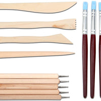 Blisstime Juego de 42 herramientas para esculpir arcilla, mango de madera, kit de herramientas para tallar cerámica - Arteztik