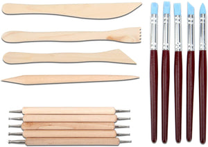 Blisstime Juego de 42 herramientas para esculpir arcilla, mango de madera, kit de herramientas para tallar cerámica - Arteztik
