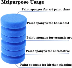 Astarexin - Esponjas de pintura redondas para aplicar esponjas de acuarela, 4 unidades, color azul - Arteztik