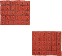 Juvale Alphabet - Sellos de goma de madera, letras superiores e inferiores con símbolos, 60 unidades - Arteztik
