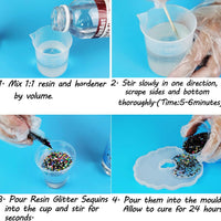 FanAut Kit de resina epoxi y endurecedor de 33 onzas para joyería, arte, manualidades, 2 piezas de resina epoxi transparente con 4 cuentagotas, 2 palos, 2 pares de guantes y 1 paquete de purpurina de resina - Arteztik
