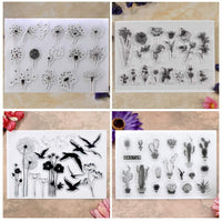 Kwan Crafts - 4 hojas de diferentes estilos, diseño de cactus de diente de león, flores transparentes, sellos para hacer tarjetas, decoración y manualidades - Arteztik
