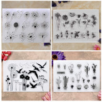 Kwan Crafts - 4 hojas de diferentes estilos, diseño de cactus de diente de león, flores transparentes, sellos para hacer tarjetas, decoración y manualidades - Arteztik