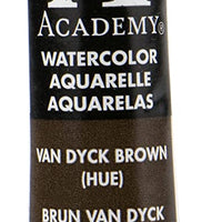 Grumbacher Academy Pintura de acuarela, 0.3 fl oz, Van Dyck Brown Hue (A222) - Arteztik