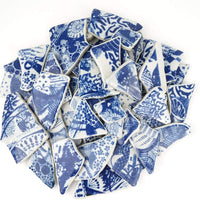 Lanyani Roto China Mosaico Azulejos, Azulejo de cerámica de porcelana azul y blanca esmaltado irregular para manualidades - Arteztik