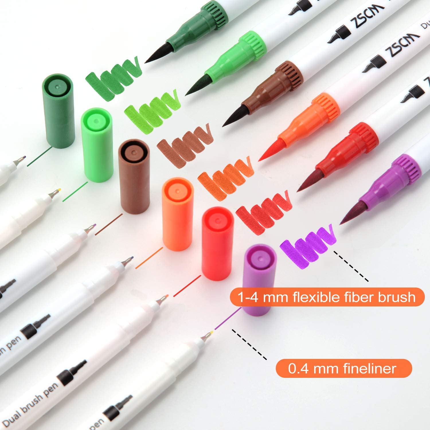 ZSCM - Juego de rotuladores de doble punta, 60 colores, punta fina y punta  de pincel, bolígrafo doble de color para niños, adultos, libros de