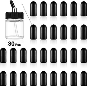 30 piezas de cubiertas de boquilla de filtro para aerógrafo, adaptador de sifón, tapas de boquillas de licor para botellas de aerógrafo, tapas de tarro, color negro - Arteztik