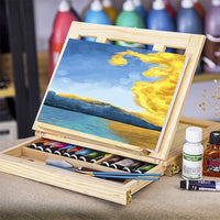 Caballete de escritorio de madera con cajón de almacenamiento para artistas, mesa ajustable, caballete de dibujo, soporte para libros de dibujo, suministros de pintura artística portátil - Arteztik