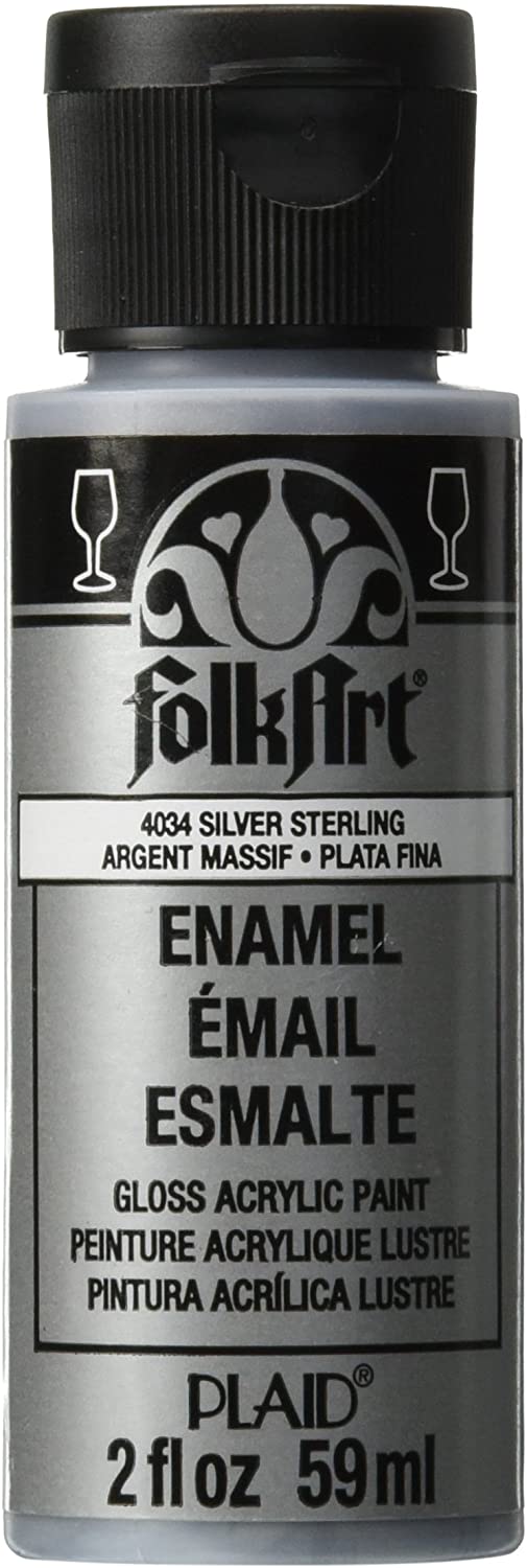 FolkArt 4034 - Esmalte con purpurina y pintura metálica en varios colores (1.9 fl oz), plata de ley metálica - Arteztik