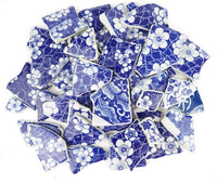 Lanyani Roto China Mosaico Azulejos, Azulejo de cerámica de porcelana azul y blanca esmaltado irregular para manualidades - Arteztik
