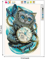 AIRDEA DIY 5D Diamond Painting by Number Kit, reloj de gato cristal Rhinestone bordado punto de cruz artes manualidades lienzo decoración de pared - Arteztik
