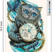 AIRDEA DIY 5D Diamond Painting by Number Kit, reloj de gato cristal Rhinestone bordado punto de cruz artes manualidades lienzo decoración de pared - Arteztik