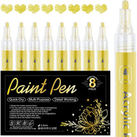 Bolígrafos de pintura acrílica negra – Paquete de 8 rotuladores de pintura negra, bolígrafos de pintura acrílica para pintura de roca, madera, metal, metal, cerámica, graffiti, papel, dibujo, calabazas de plástico, juegos de pintura acrílica a base de agu
