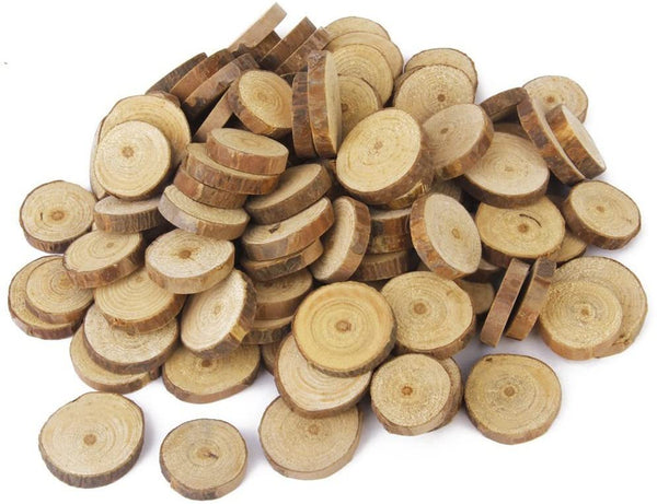 Tinksky Rodajas Log rodajas de madera para bricolaje manualidades boda centerpieces, 100pcs - Arteztik