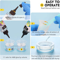 Kit de resina epoxi Magicfly, 8 onzas, resina de fundición transparente para hacer joyas, manualidades, arte, madera, 2 partes de resina y más duro con tazas de medición, varilla de mezcla, guantes 30 piezas herramientas para principiantes - Arteztik