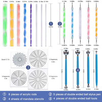 LicLiz Mandala Juego de herramientas de punteado con pintura acrílica de 12 colores y kit de 31 herramientas de pintura - Arteztik