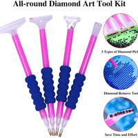 Kit de herramientas y accesorios de pintura de diamantes 5D con rodillo de pintura de diamante y caja de bordado de diamantes para adultos o niños - Arteztik