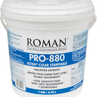 ROMAN Products 012401 PRO-880 - Papel tapiz adhesivo y pasta para cualquier revestimiento de pared, ultra transparente, 1 galón, color blanco