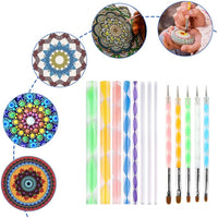 Mandala - Juego de herramientas para puntear y plantillas para pintar rocas, pintura de piedra, mandalas y arcilla con una bolsa de almacenamiento impermeable con cremallera azul para adultos - Arteztik