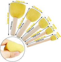 9 Pieces Paint Sponges Set, Including 5 Pieces Round Paint Sponges Wooden Handle Painting Applicator, 5 Sizes and 3 Pieces Round Sponge and Mesh Storage Bag for DIY Painting - Arteztik
